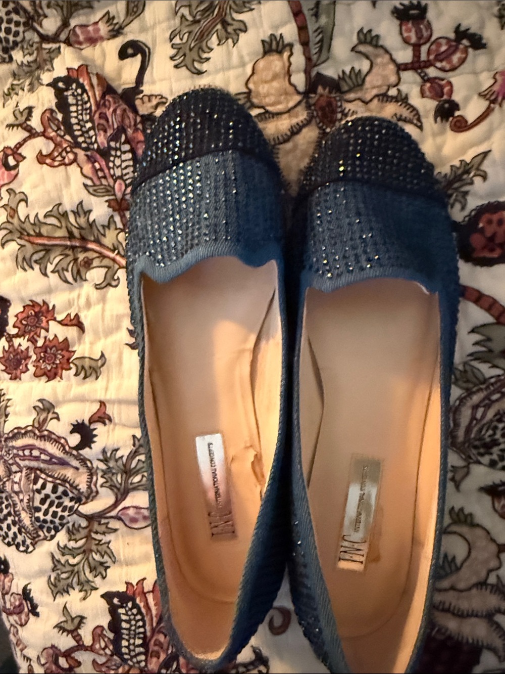 INC 8.5 Navy and royal blue crystal flats